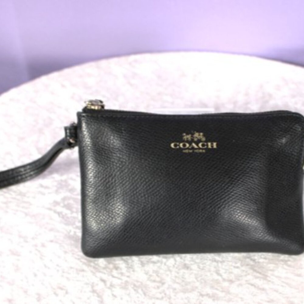 Coach Black Leather Tote with Matching Pouch and Strap - Picture 14 of 16